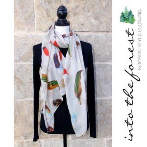 𝅺2 Chic Desert Sunrise Taupe Falling Feathers Lightweight Multiple Style Scarf
